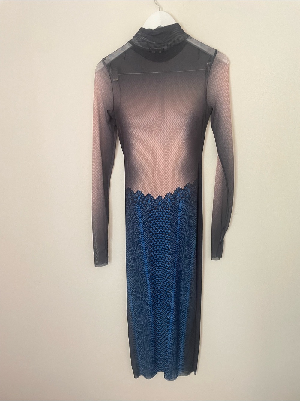 AFRM Shailene Dress in Ornate Navy Mermaid Mesh High Neck Dress *No Slip* - Picture 5 of 5